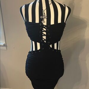 Hot & delicious sexy  Black Lace-Up Dress small